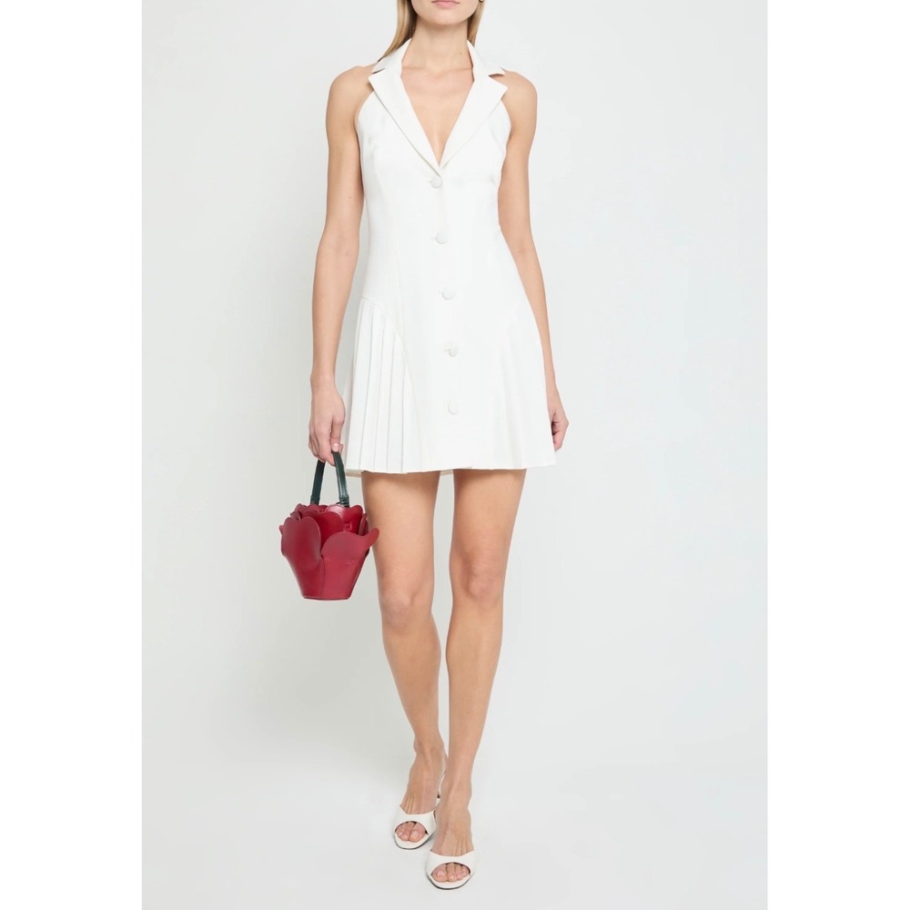 Few Moda Kourt White Halter Blazer Mini Dress Pleated‎ Skirt Size 4 NEW